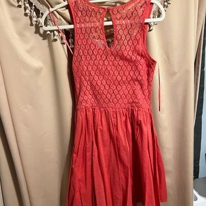 LC Lauren Conrad orange lace mini dress